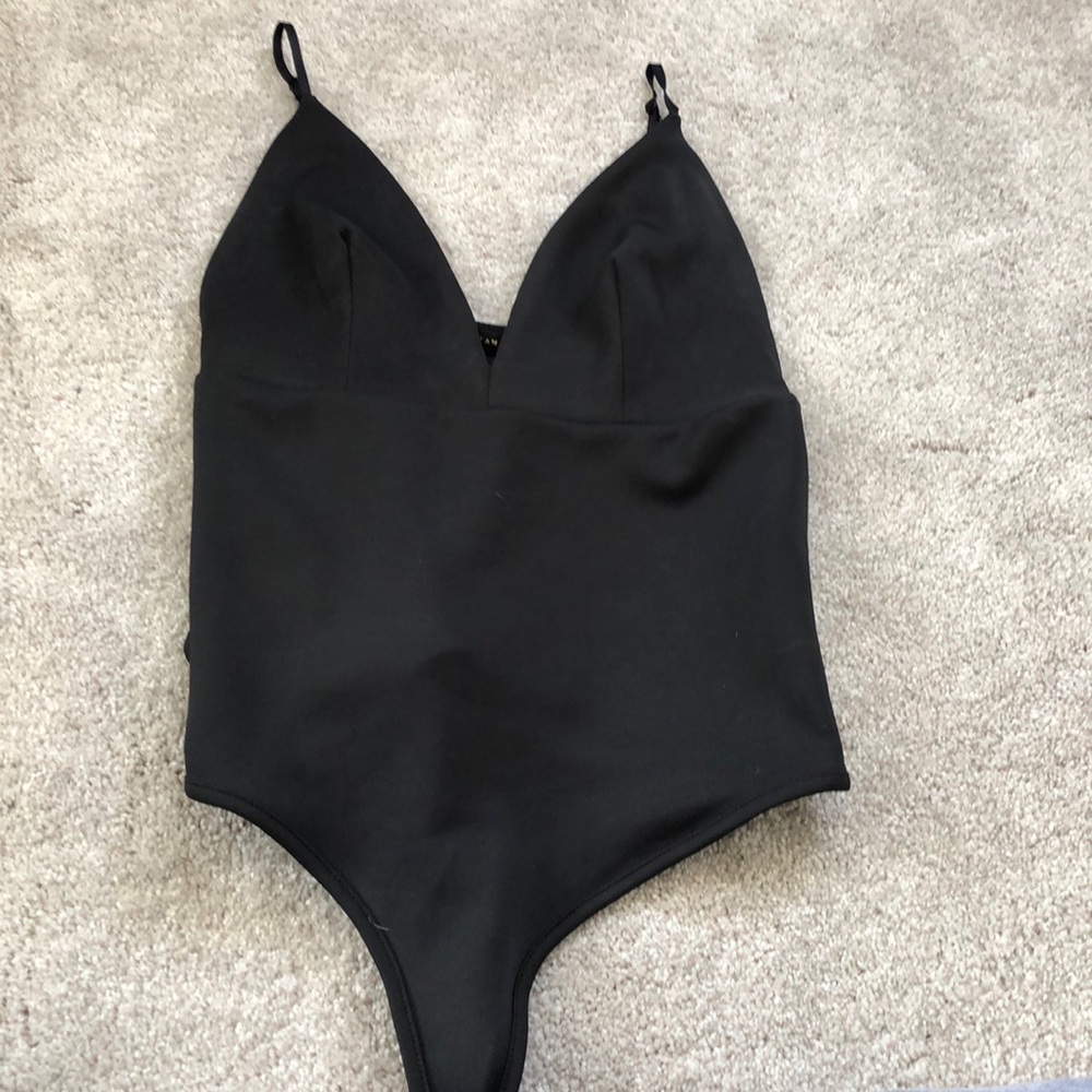 Black sexy low cut body suit